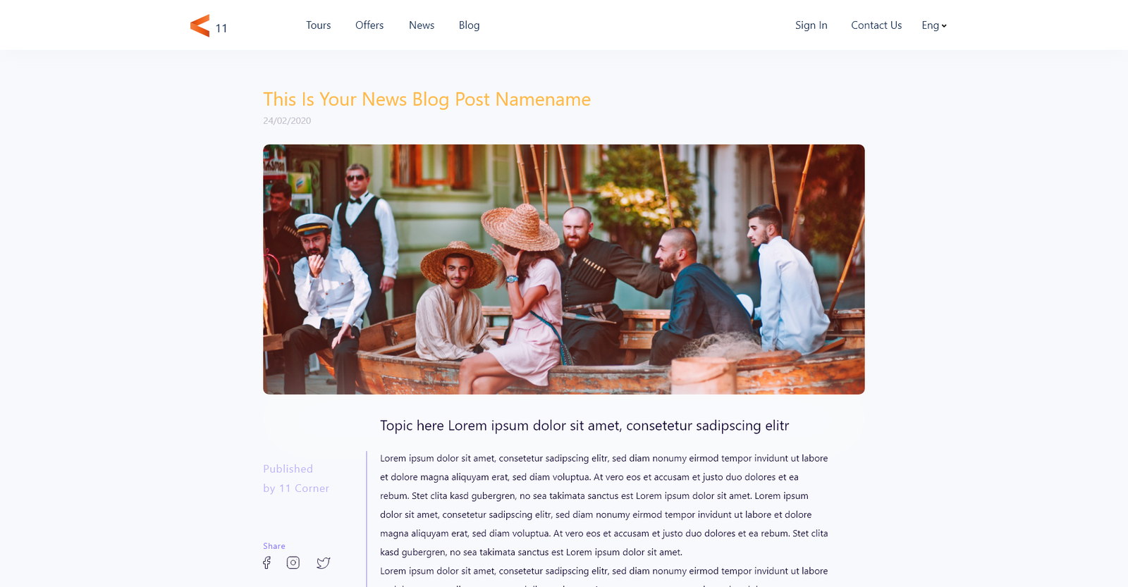 11 Corners — The About page is built from the home page