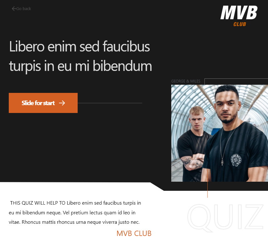 MVB Club Quiz — Start is a slider, not a button